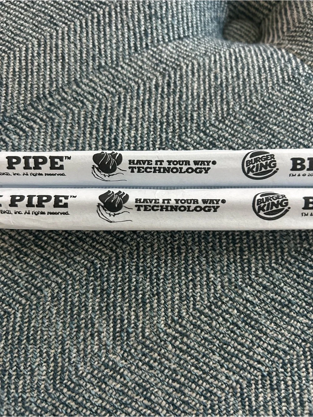 Lot of 2 Burger King BK Pipe Large Plastic Straws Wrapped Fast Food Memorabilia